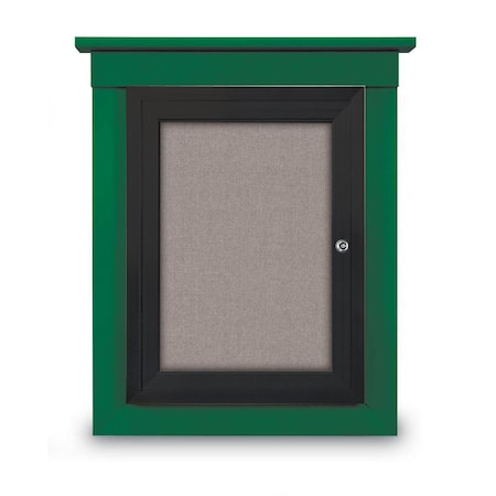 United Visual Products 60"x36" 2-Door Enclosed Letterboard, Green Vinyl/Cherry UV2625O-CHERRY-HUNGRN